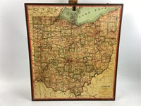Old George Cram Ohio map board highways - good