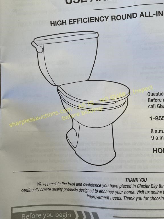 Glacier Bay HF all-in-1 round toilet (DAMAGED)