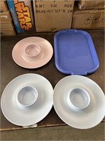 (3) Chips & Dip Trays & Serving Tray