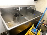 3-COMP S/S SINK W/ TWO FAUCETS, 64" X 26"