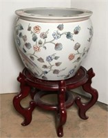 Fish Bowl Planter on Wooden Stand