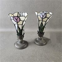 Vintage Tiffany Style Tulip Stained Glass Lamp