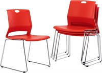 Sidanli Red Stacking Chairs-Set of 4