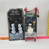Snowman Sled and Painted Slate