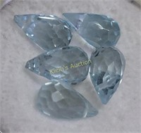 gemstones lot of 5 cross drilled sky blue topaz's