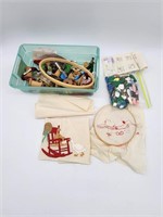 Box Sewing Embroidery Wood Spools