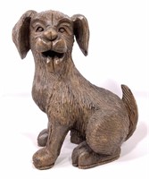 Carved wood dog, 8"W, 14"T, 12"L (some chips &