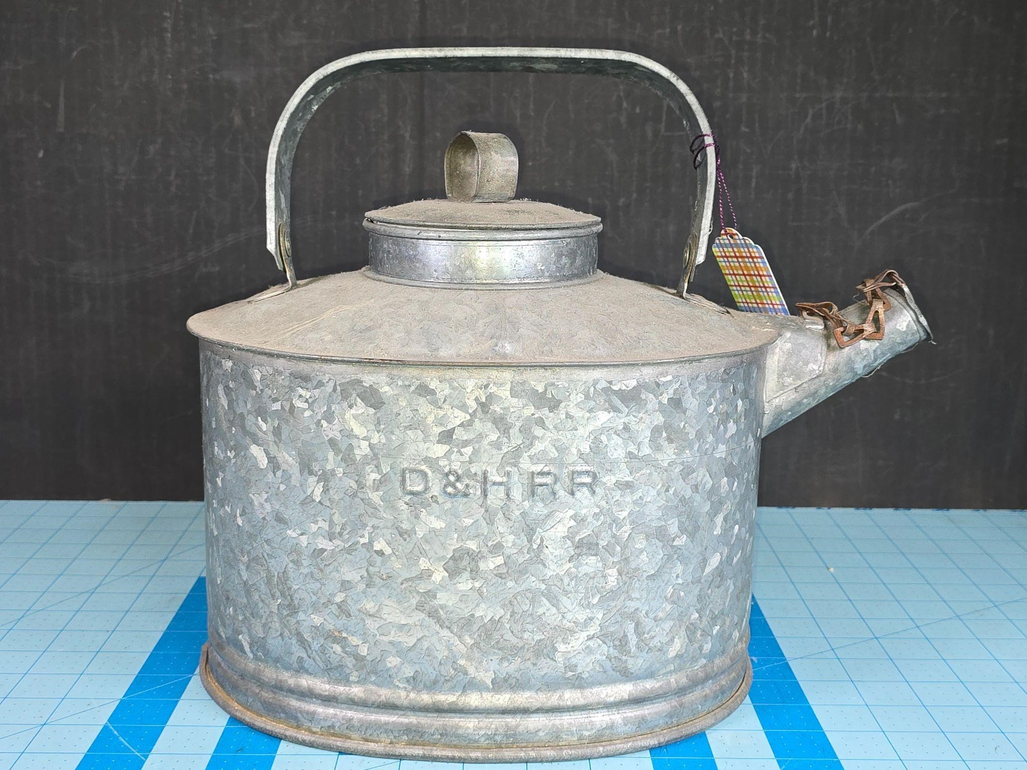 Antique D&H railroad galvanized metal can