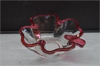 Vintage Pink Clover Glass Candy Dish