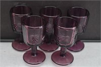 5 Wright Amethyst Panel Grape Goblets