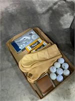 box of logoed golf balls, monogrammer, etc