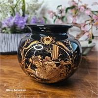 Vintage Limoges Black Ceramic 5" Vase