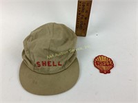 Old Shell gas hat & badge petroliana