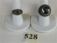 TWO SILVER 925 RINGS BOTH SIZE 8 OVAL FACETED