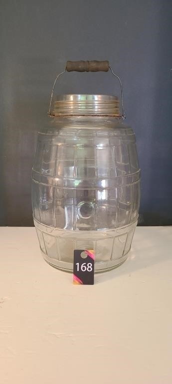 Vintage Barrel Glass Jar  no lid