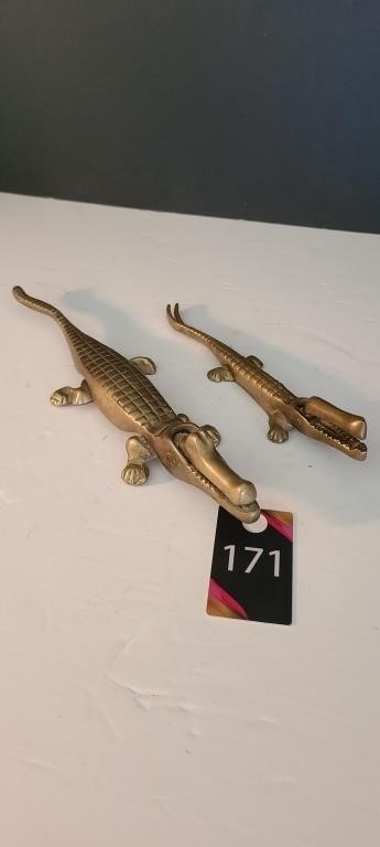 Vintage Brass Alligator Nut Cracker