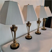 Lot of 4 Matching Modern Brass Lamps