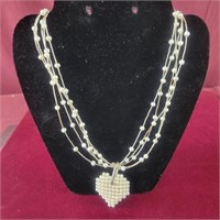 Multistrand Pearl and .925 Silver Necklace with