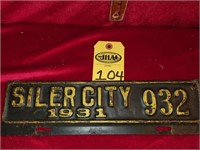 1931 Siler City License Plate