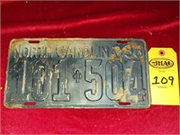 1936 N C License Plate