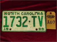 1969 N C License Plate