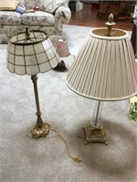 Two table lamps with gold bases