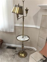 Brass lamp with table. One piece