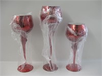 Trio Of Glass Candle Holder Goblets
