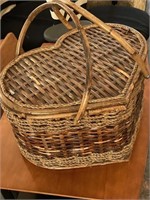 Cloth Lined Heart Basket with Handles