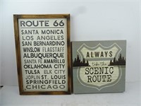 Pair of Wood Travel Themed Wall Art - Route 66