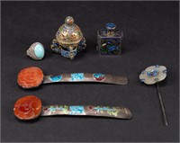 Chinese Silver & Cloisonne Accessories Group
