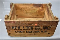 Wooden shipping crate from "Keil Lock Co. Inc. Cha