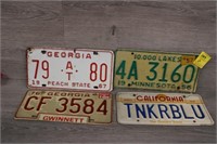 Group of 4 License Tags; Georgia 1967 & 1976,