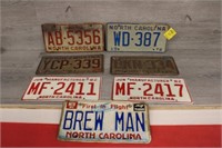 Group of 7 North Carolina Tags; 1972, 1979,