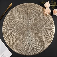 Placemats Set of 6, Round Placemats Gold