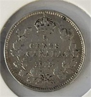 1913 Canada Silver 5 Cent Coin