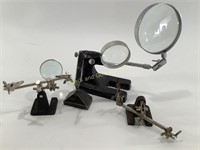 (4) Vintage Third Hand Magnifying Glasses