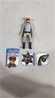 1980 Lone Ranger figure and vintage tin badge lot