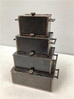 Four Signed Hand-Crafted Metal Boxes