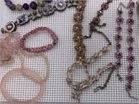 Costume Jewelry; Pink Pastel Bracelets & Necklace