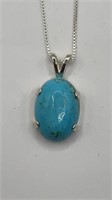 Kingman Turquoise with Sterling Box Chain