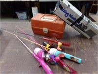 kids fishing rods, reals and boxes