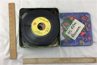 Tin of 45 RPM Records