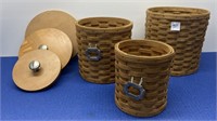 Canister Style Longaberger Baskets with Wood Tops