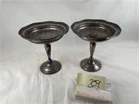Two weighted pedestal candy dishes 6"