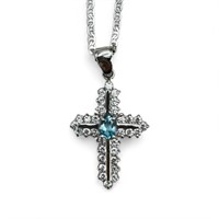 18K Gold Necklace w/ 18K CZ Cross Pendent