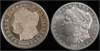 (2) 1 OZ .999 SILVER MORGAN DESIGN ROUNDS