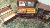 (3) Wooden Jewelry Boxes