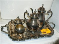 SILVERPLATE TEA AND COFFEE SERVICE ON TRAY