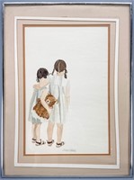 Jackie Kiefer Watercolor Painting of Two Girls